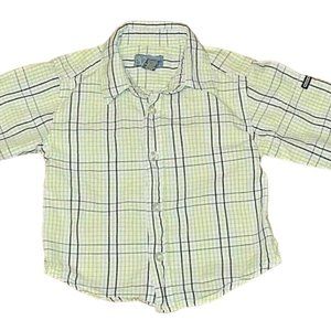 Childrens Place Button Up Shirt Infant Boys 6-9M Green Plaid Long Sleeve Collar‎